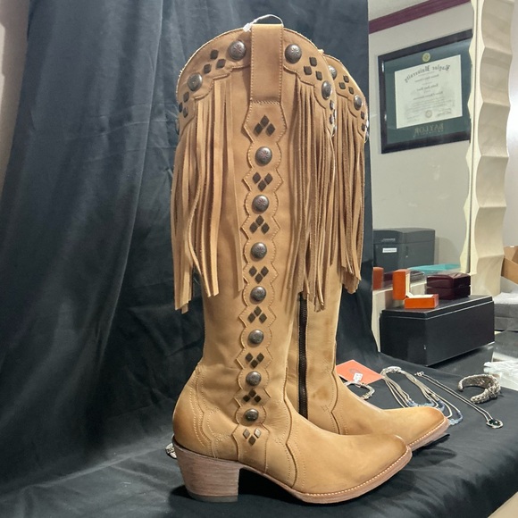 Old Gringo Tan Fringe Western Boots New no box Size 8.5 - Picture 2 of 5